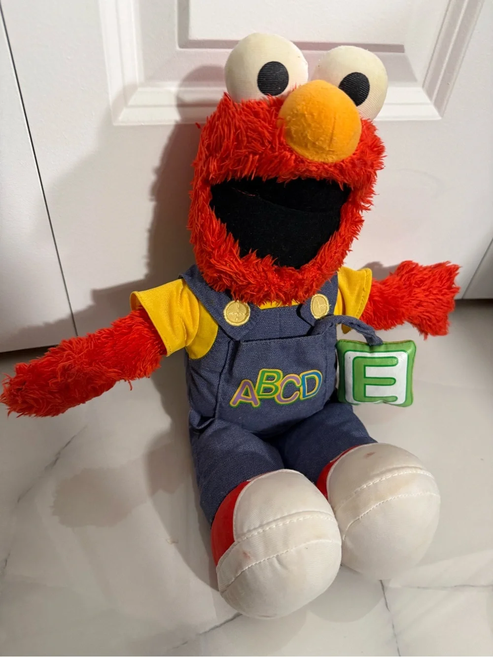 Sesame Street Elmo Plush Toy in Red with ABCD Overalls